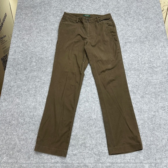 Lauren Ralph Lauren Pants - Lauren Ralph Lauren Womens 8 Brown Straight Leg Stretch Cotton Trousers Office